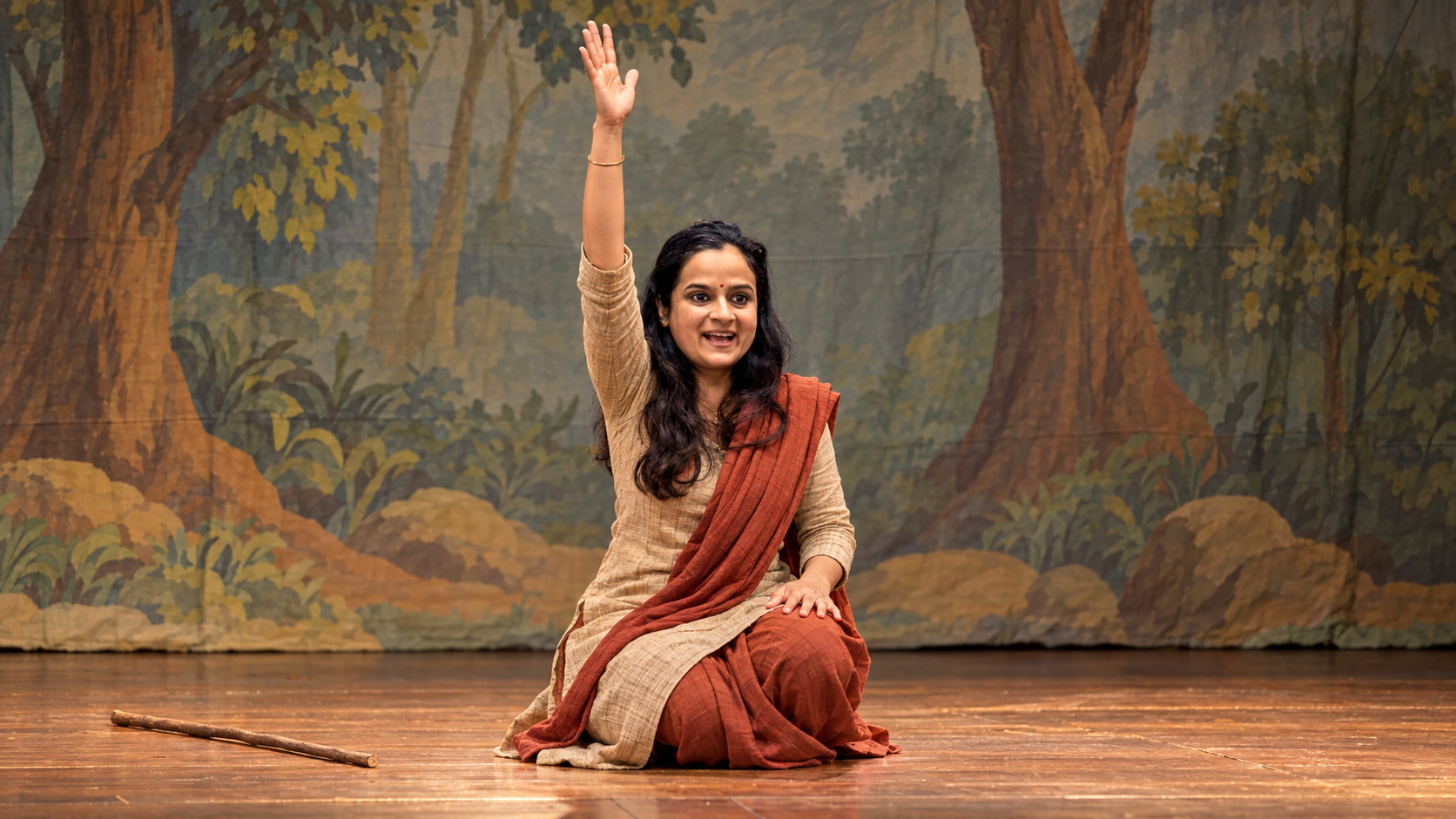 Melbourne based storyteller Rohini Vij performing story theatre for children at the library