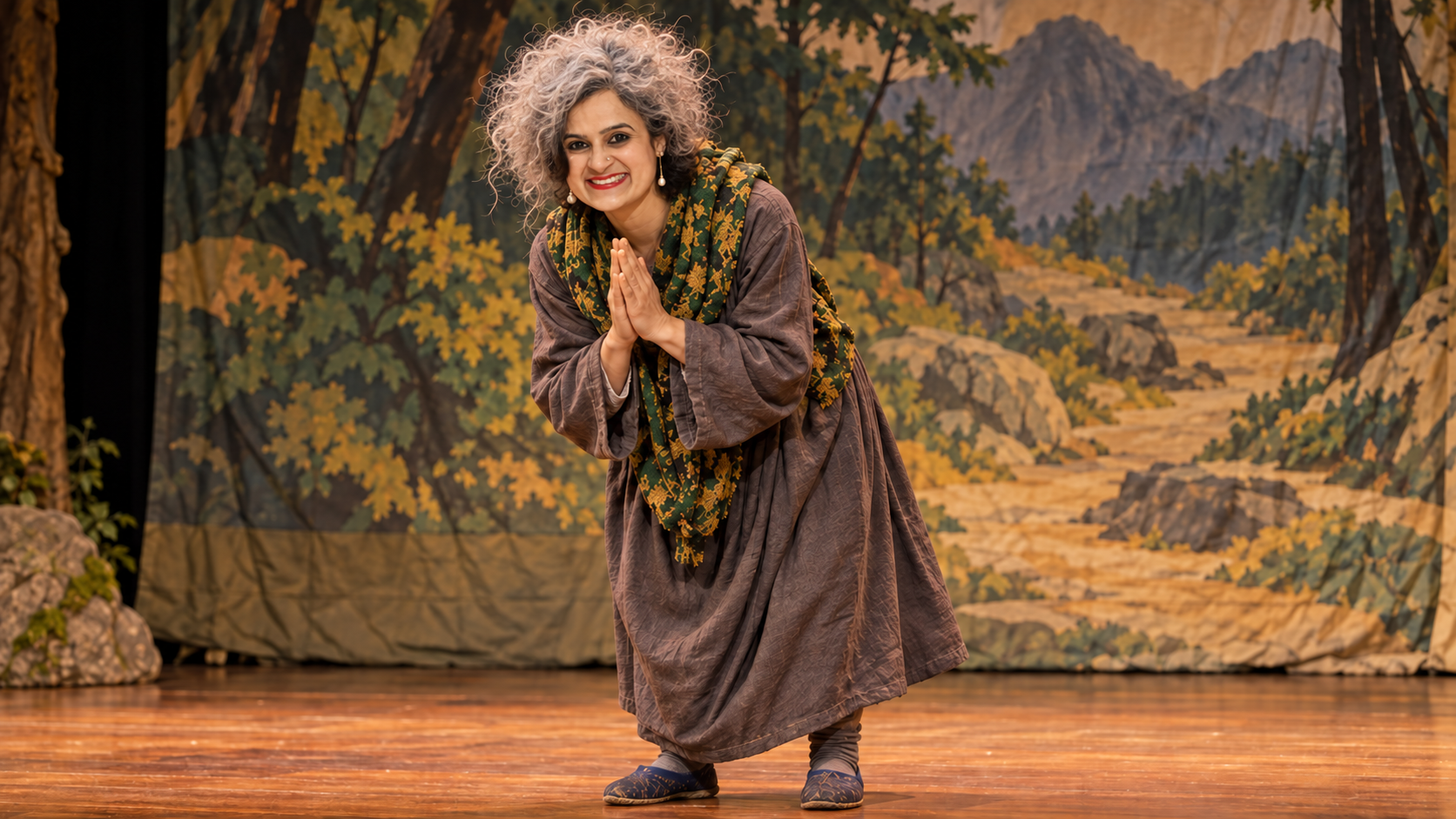 Melbourne based storyteller Rohini Vij performing the Yama Uba story at a festival.
