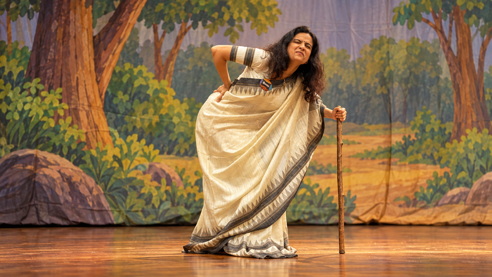 Melbourne based storyteller Rohini Vij performing the rolling pumpkin story at a council event