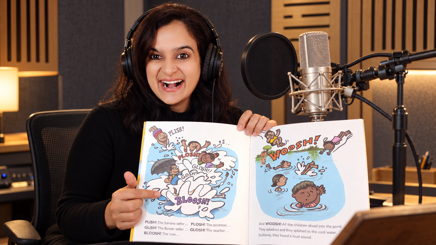 Audiobook narrator Rohii Vij narrating an audiobook