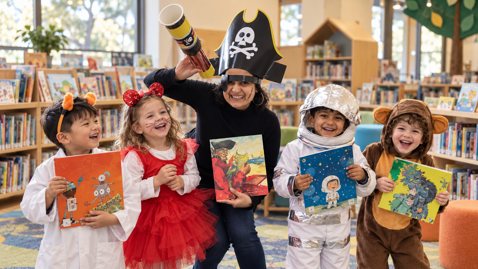 Rohini's Pirate Storytime Storyteller Rohini Vij performing a pirate story for book week