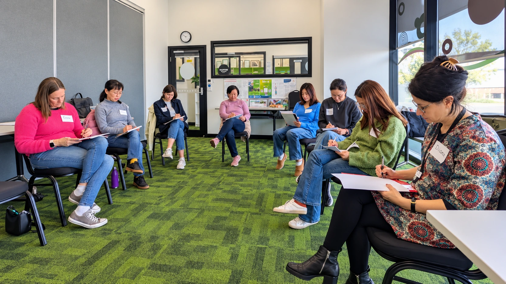 rohii vij with the participants of the creative writing workshop at glen eira adult learning